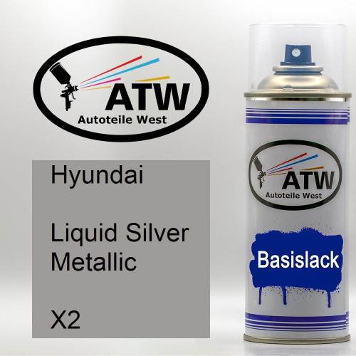 Hyundai, Liquid Silver Metallic, X2: 400ml Sprühdose, von ATW Autoteile West.